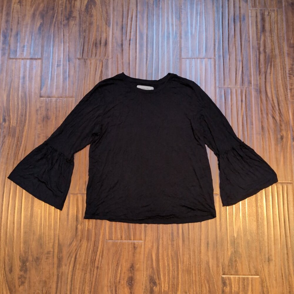Abercrombie & Fitch Women's Black Top with Bell Sleeves